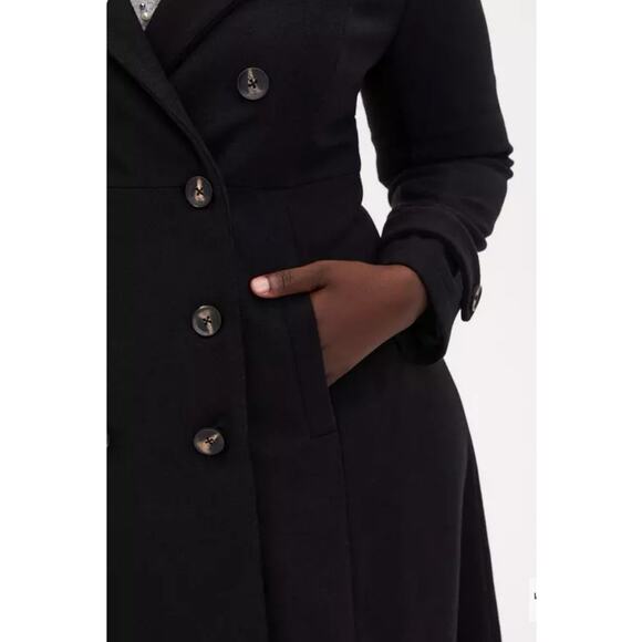 TORRID 3X 22 24 plus FIT FLARE MILITARY FIT COAT WOOL heavy Black Midi $129 NWT - Picture 5 of 16